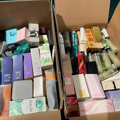 Boxes of toiletries.